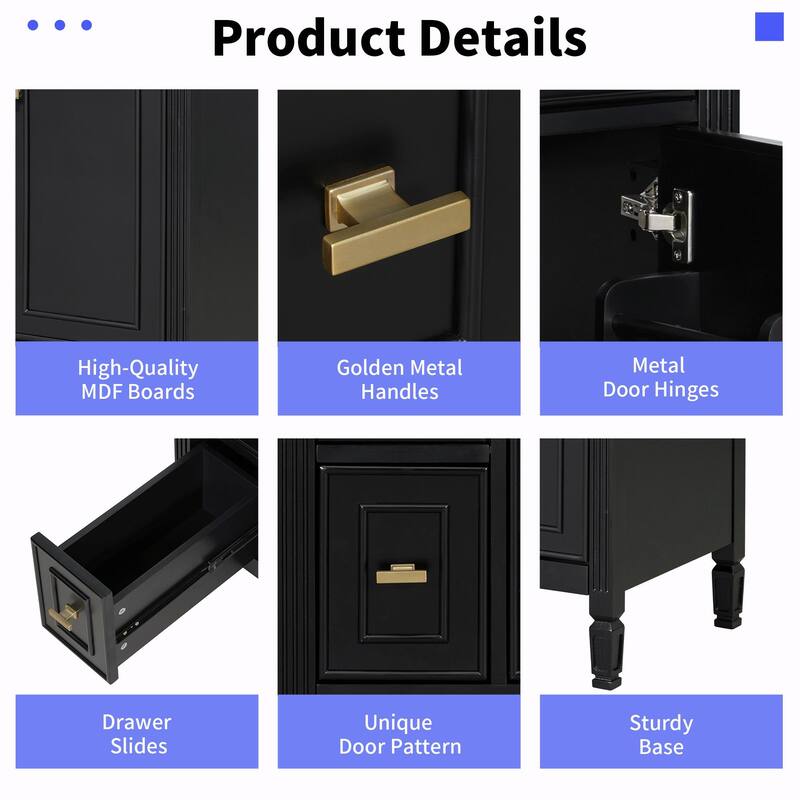 24-Inch Bathroom Vanity with Sink, Solid Wood and MDF Cabinet