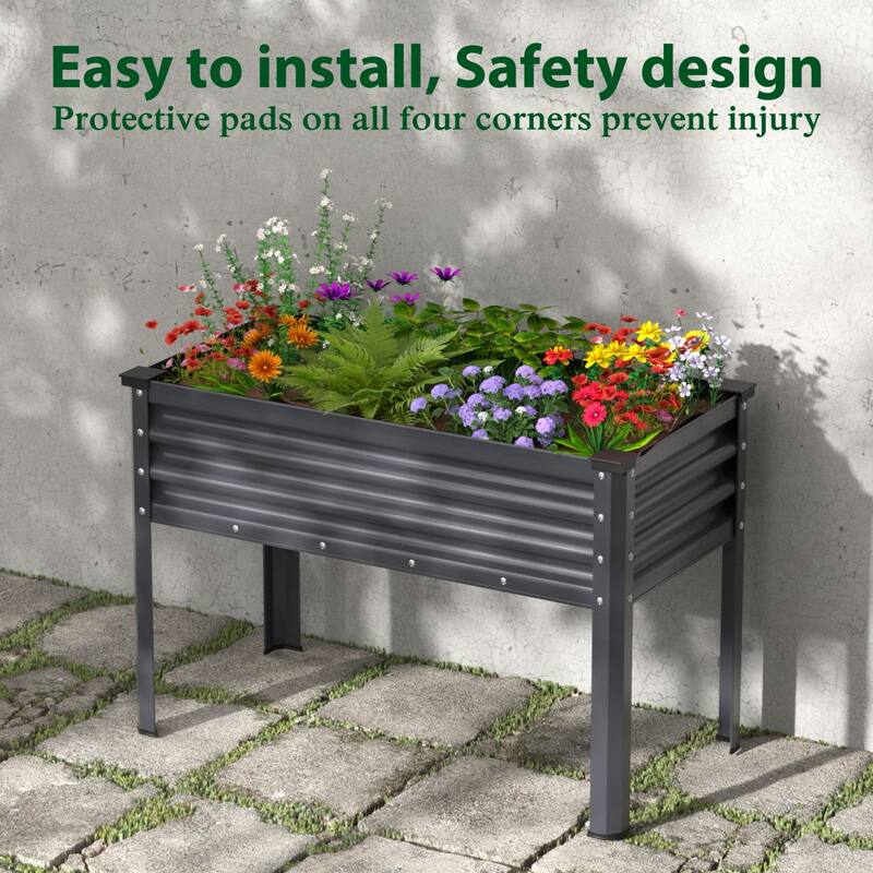 VEIKOUS 7.5 Cu.ft Galvanized Steel Raised Garden Bed, Large Outdoor Planter Box with Drainage Holes