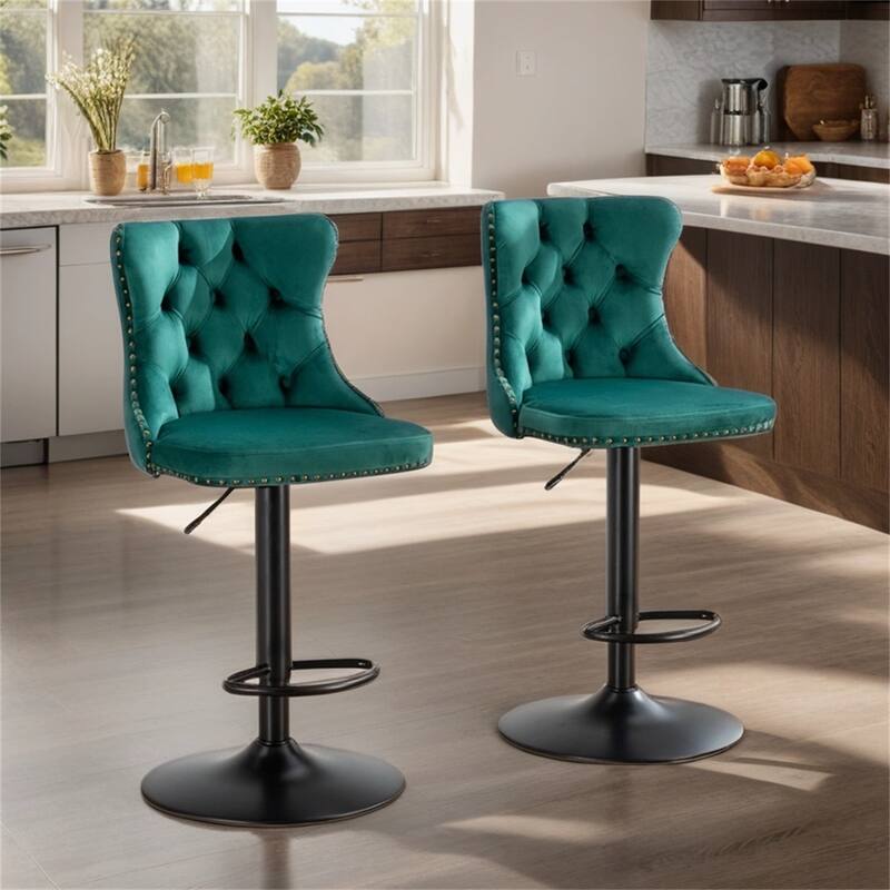 Swivel Velvet Barstools Adjusatble Seat Height,Bar Stools,Set of 2