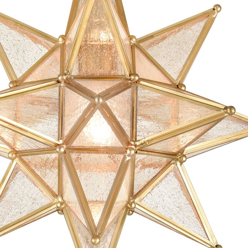 Spoleto Moravian Star Ceiling Light W/ Etched Glass Shade - 13-Inch Diameter
