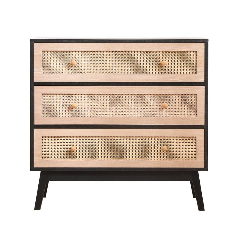 31.5 "3-Drawers Rattan Storage Cabinet Rattan Drawer