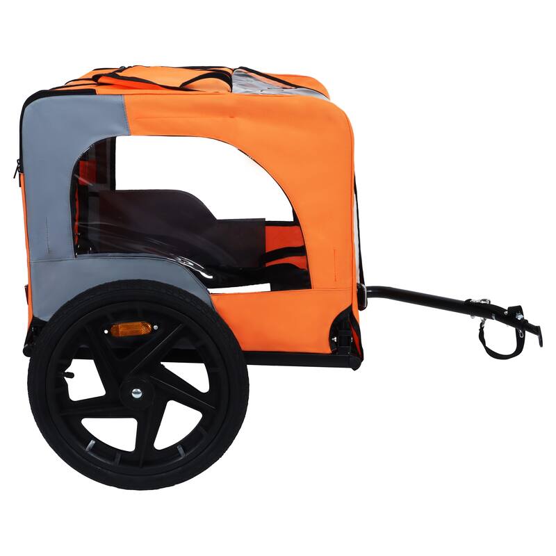 Outdoor Collapsible Pet Bike Trailer With 16-Inch All-Terrain Wheels & Universal Hitch-Foldable Dog/Cargo Carrier Cart