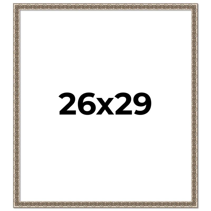 26x29 Frame Silver Versailles Ornate Solid Wood Picture Frame | 1 Inch