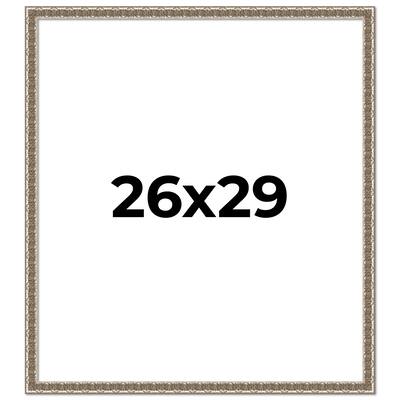 26x29 Frame Silver Versailles Ornate Solid Wood Picture Frame | 1 Inch