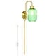 preview thumbnail 6 of 11, Adrienne River of Goods Green Glass and Metal Retro Wall Sconce - 5.375" x 8.625" x 32.25"