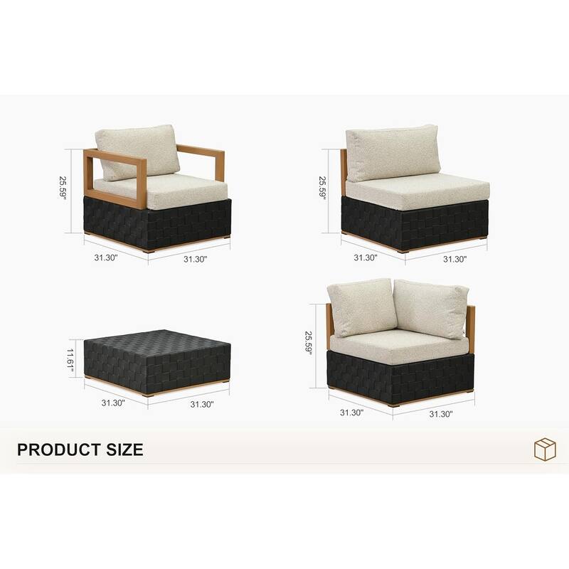 PURPLE LEAF GLFSF Black sofa with white seat Outdoor Couch for Yard Porch Deck Patio Conversation Sets