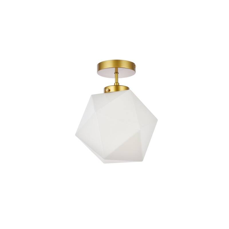 Lance 1 Light White Glass Flush Mount - 9.8 Inch