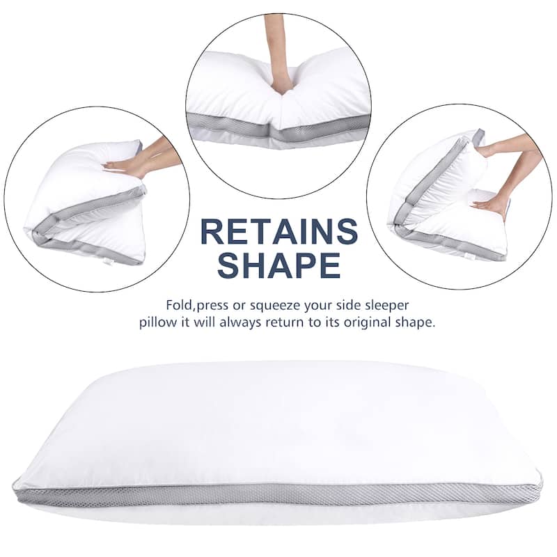 2Pack Cotton Pillows Gusseted Pillows for Side, Stomach and Back