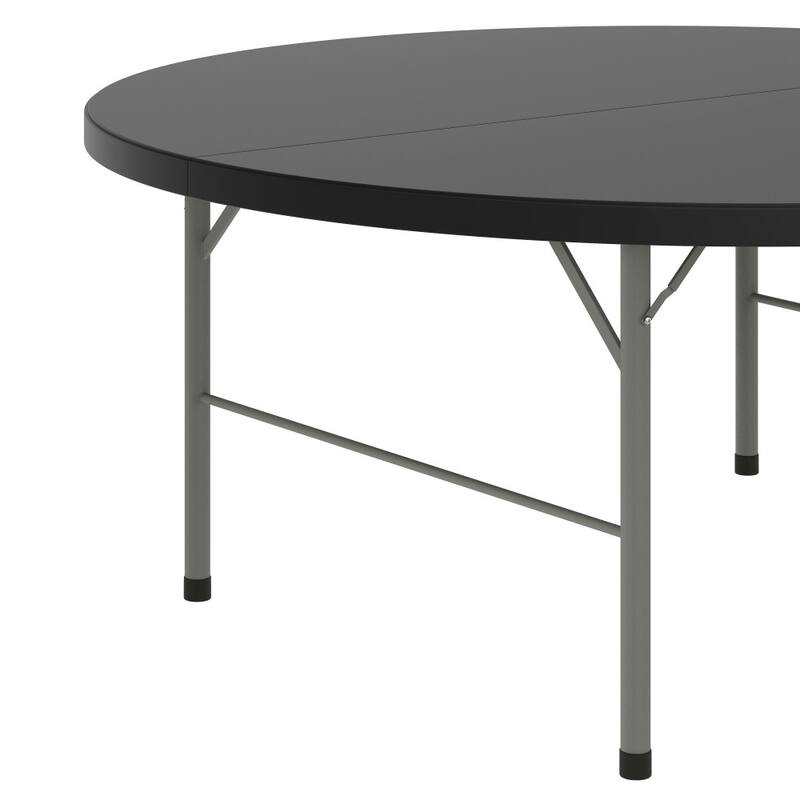 5.89-Foot Round Bi-Fold Plastic Banquet Folding Table with Handle - 70.75"D x 70.75"W x 29"H