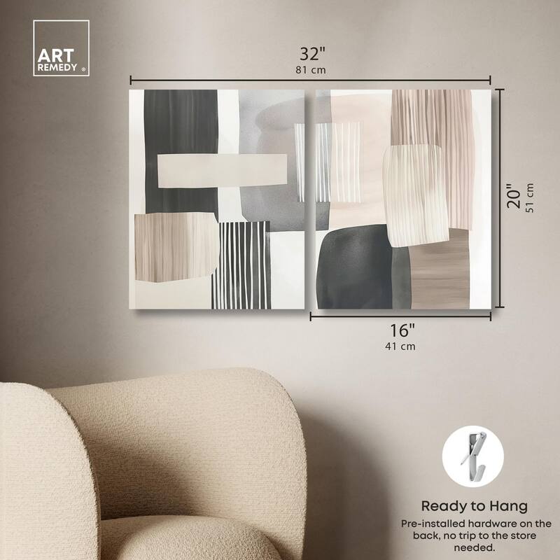 Floating Shapes II Canvas Set of 2 by Art Remedy, Gallery Wrapped