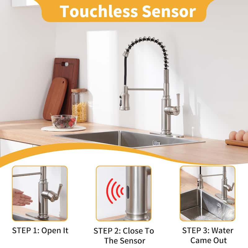 Single Handle Pull Down Sprayer Kitchen Faucet with Touchless Sensor