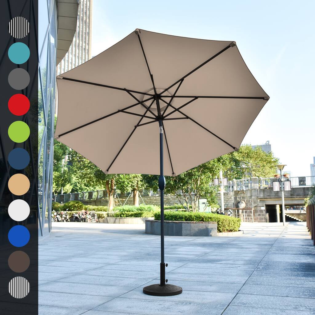 9 Ft Aluminum Patio Umbrella with Decorative Base