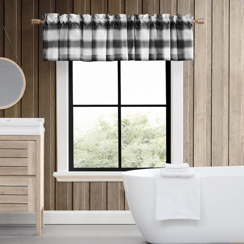 Eddie Bauer Canyon Plaid White Pole Top Window Valance - 86 x 15