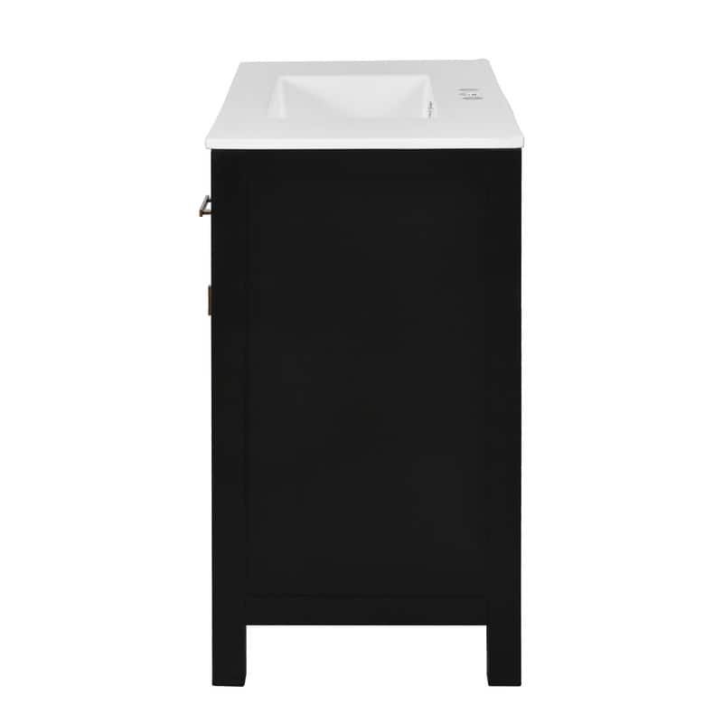 36" Modern Freestanding Bathroom Vanity Set - Ceramic Sink Combo with 4 Drawers & 2 Cabinets, Solid Wood Frame Storage Cabinet‌.