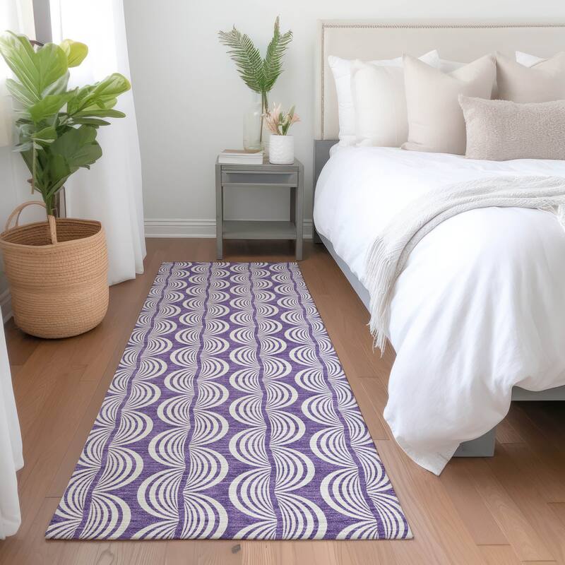 Machine Washable Indoor/ Outdoor Contemporary Chantille Rug - Purple - 2'3" x 7'6"