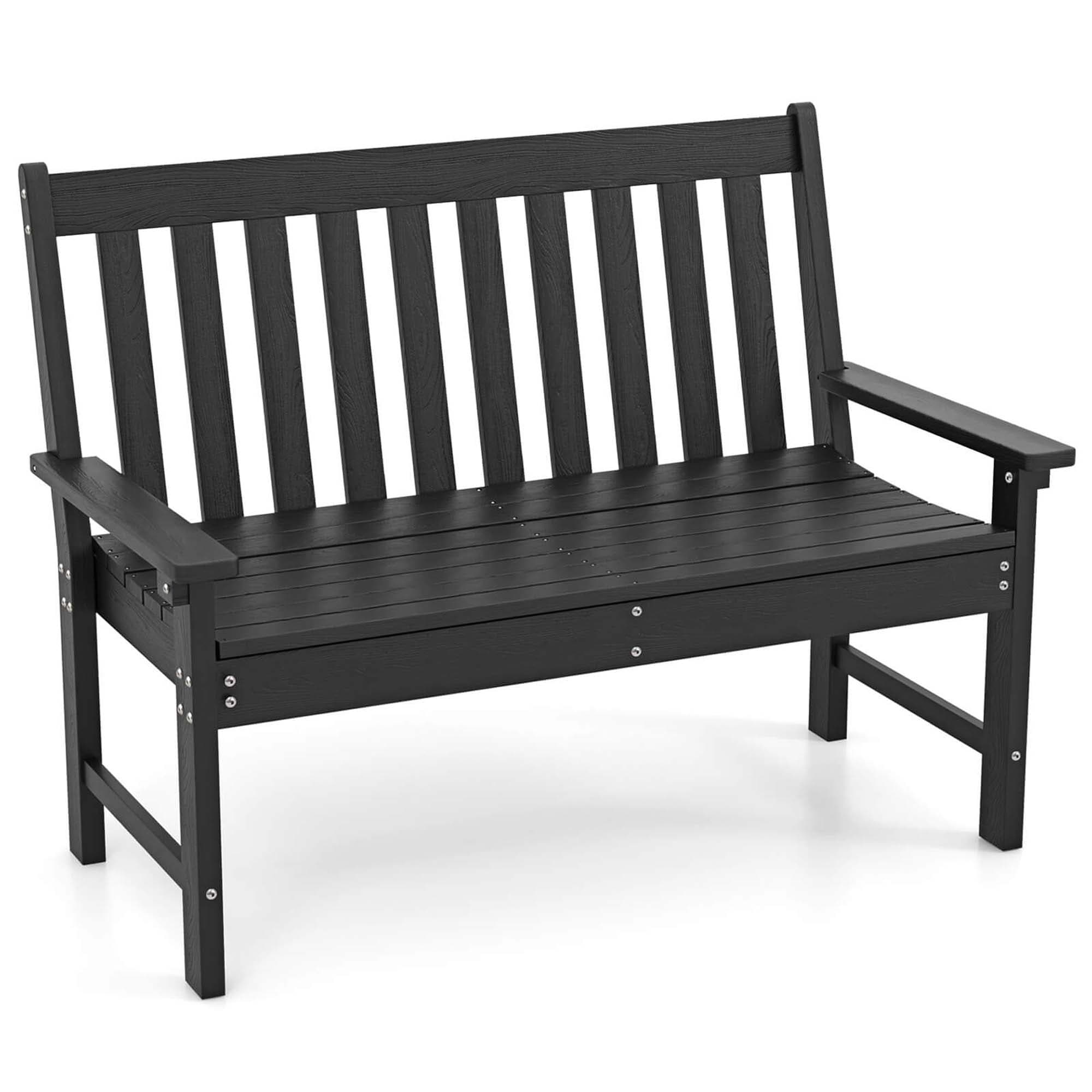 Costway Garden Bench All-Weather HDPE 2-Person Outdoor Bench for Front ...