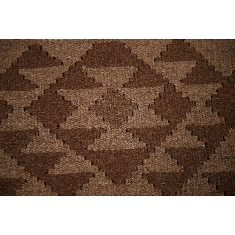 Brown Reversible Kilim Oriental Area Rug Hand-woven Wool Foyer Carpet - 3'3" x 5'2"