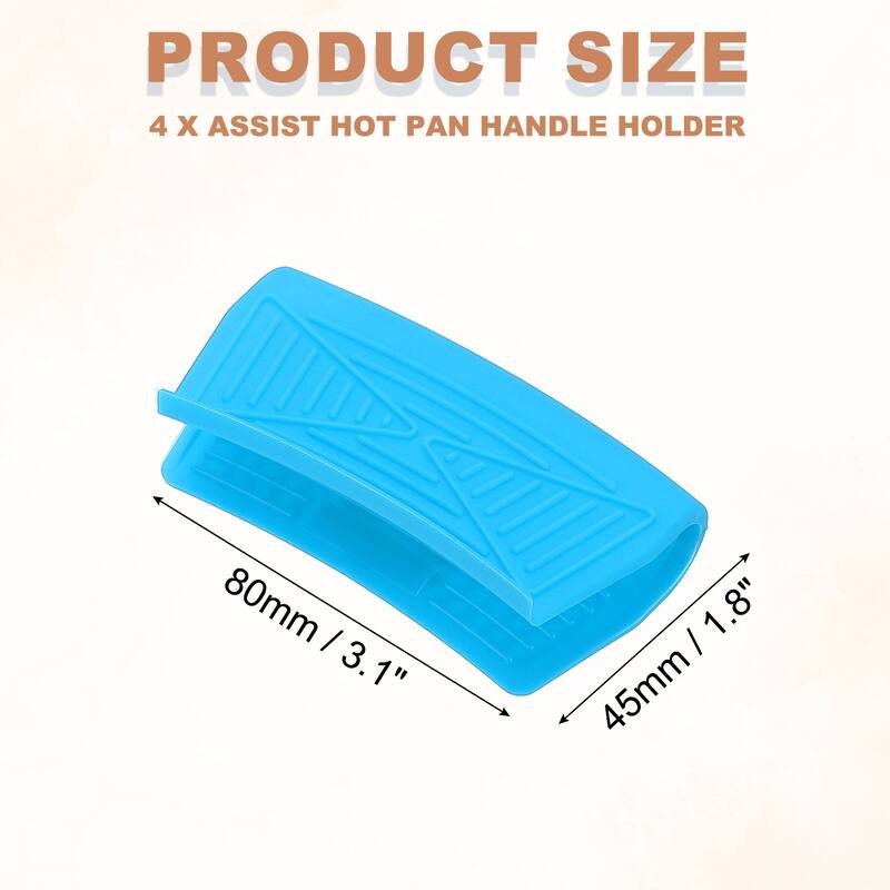4 Pcs Silicone Assist Hot Pan Handle Holder, Square Edge Arc - Blue