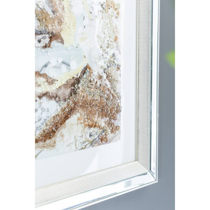 23.6x23.6" Perryman Crystal Mirror Framed Wall Art on Mellow Golden Tint Background
