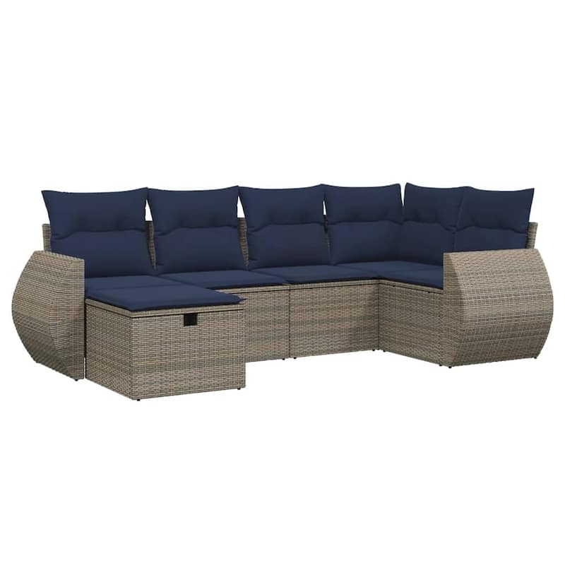 vidaXL Patio Sofa Set with Cushions Outdoor Conversation Furniture Poly Rattan