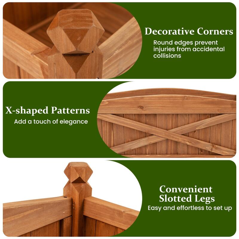 Gymax Wooden Raised Garden Bed Elevated Outdoor Planter Box w/