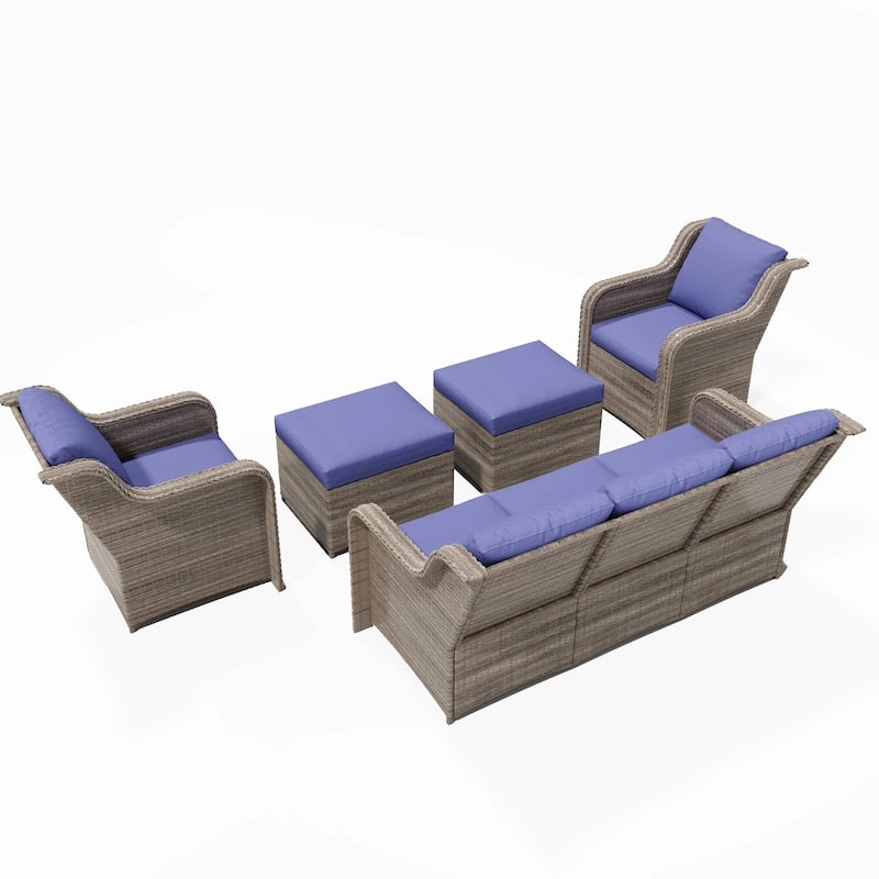 Zenova Patio Conversation Sets,Wicker Rattan Chairs Sofa Sets,Patio Furniture Seating