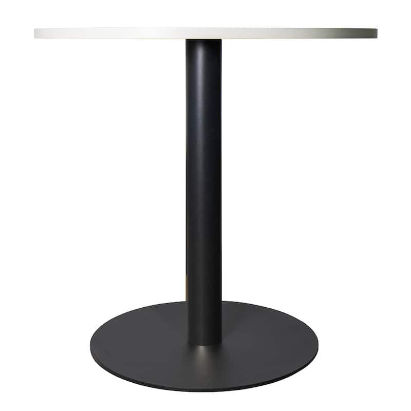 Vail Round Dining Table with 27 in. MDF Tabletop in Black Stainless Steel Round Base Accent Kitchen Table