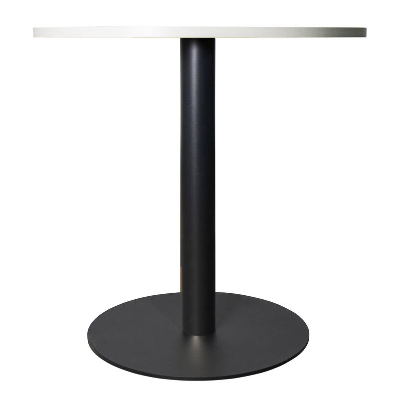 Vail Round Dining Table with 36 in. MDF Tabletop in Black Stainless Steel Round Base Accent Kitchen Table