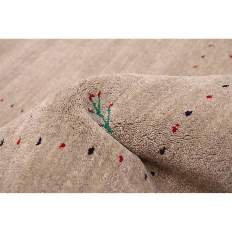 ECARPETGALLERY Hand Loomed Kashkuli Gabbeh Light Grey Wool Rug - 5'0 x 8'0