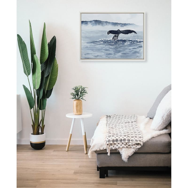 Kate and Laurel Sylvie Whale Watching Framed Canvas by Julie Maida