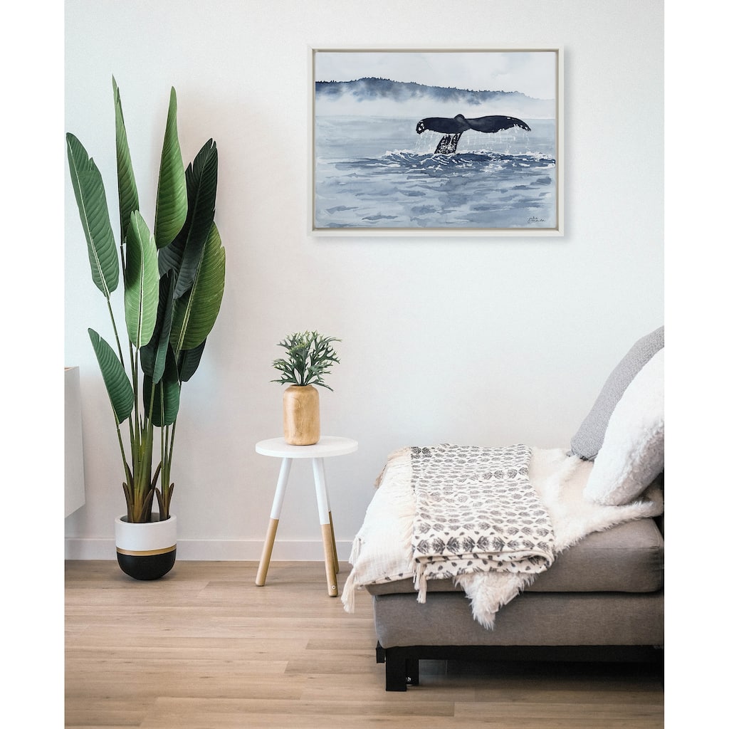 Kate and Laurel Sylvie Whale Watching Framed Canvas by Julie Maida