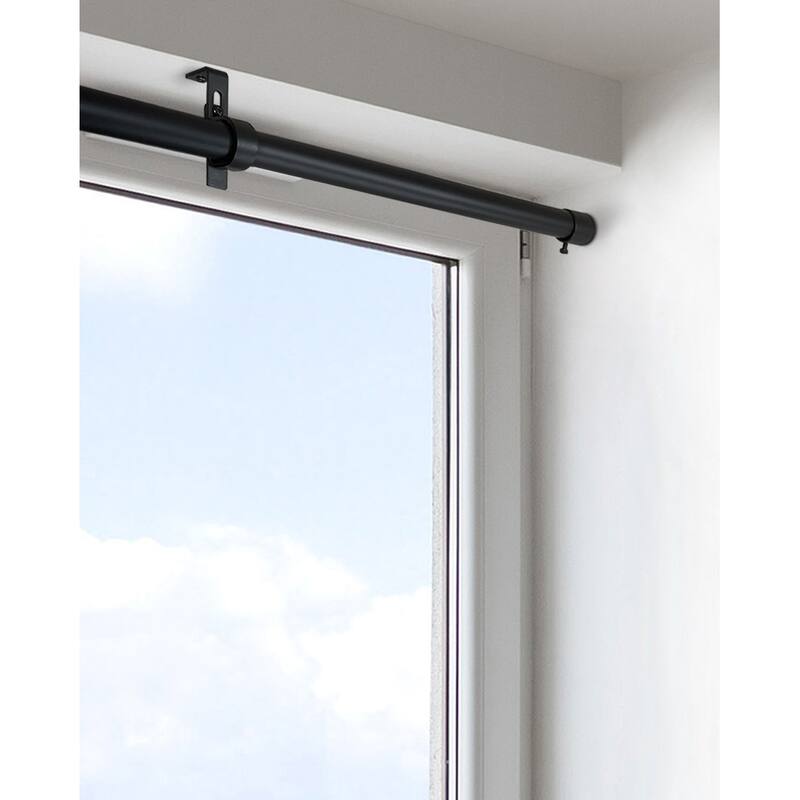 1" dia. Drapery Single Condo Curtain Rod Set _Matte Black