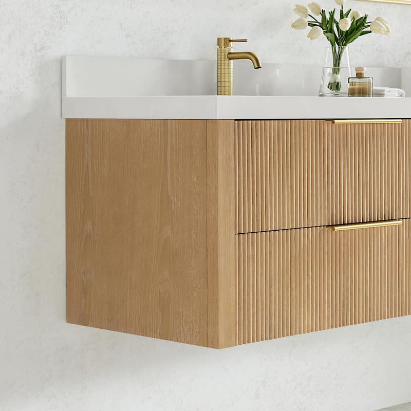 Barcelona Floating Bath Vanity with Quartz Stone Top without Mirror