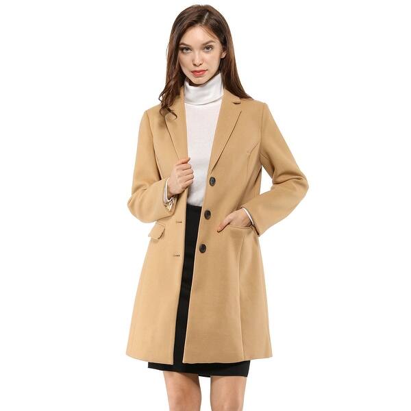 Women S Notched Lapel Single Breasted Outwear Winter Coat On Sale Overstock Women S Notched Lapel Single Breasted Outwear Winter Coat On Sale Overstock