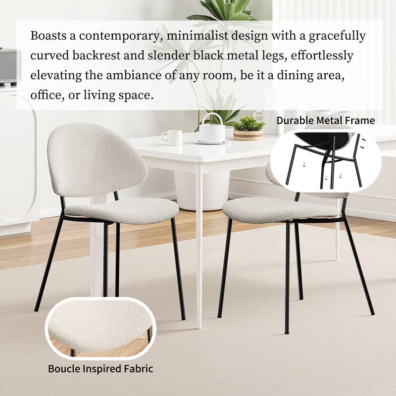 Modern Ergonomic Dining Chair with Slim Metal Legs, Set of 4