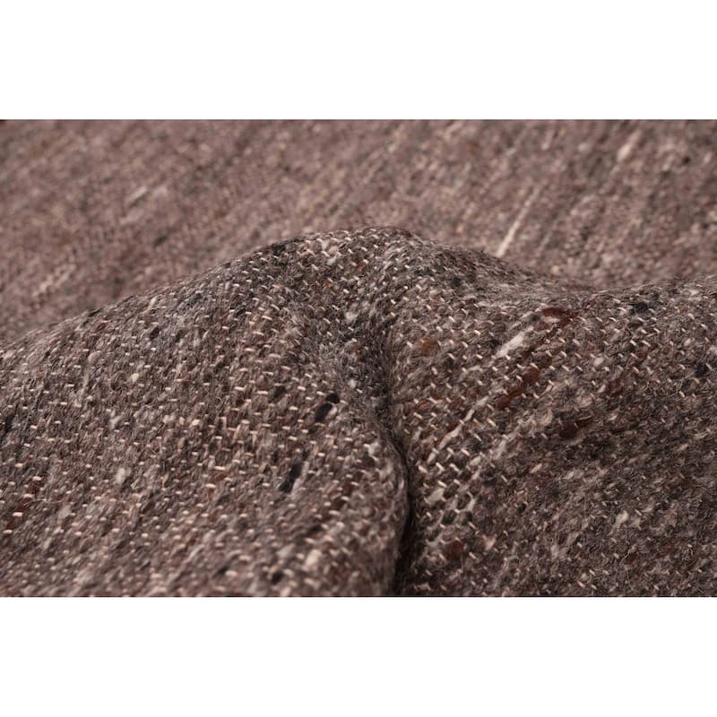 ECARPETGALLERY Flat-Weave Nevada Dark Grey Wool Kilim - 8'0 x 9'10