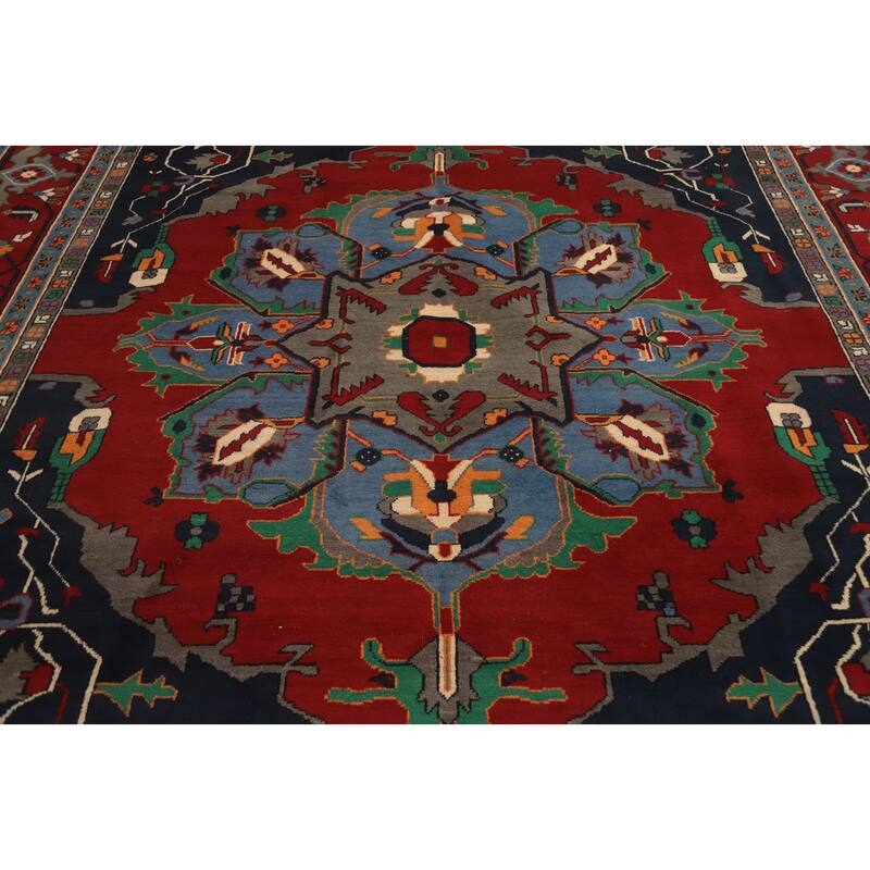 Hand Knotted Oriental 100% Wool Carpet Traditional Medallion Red Heriz (serapi) Area Rug - 11' 8'' X 9' 1''