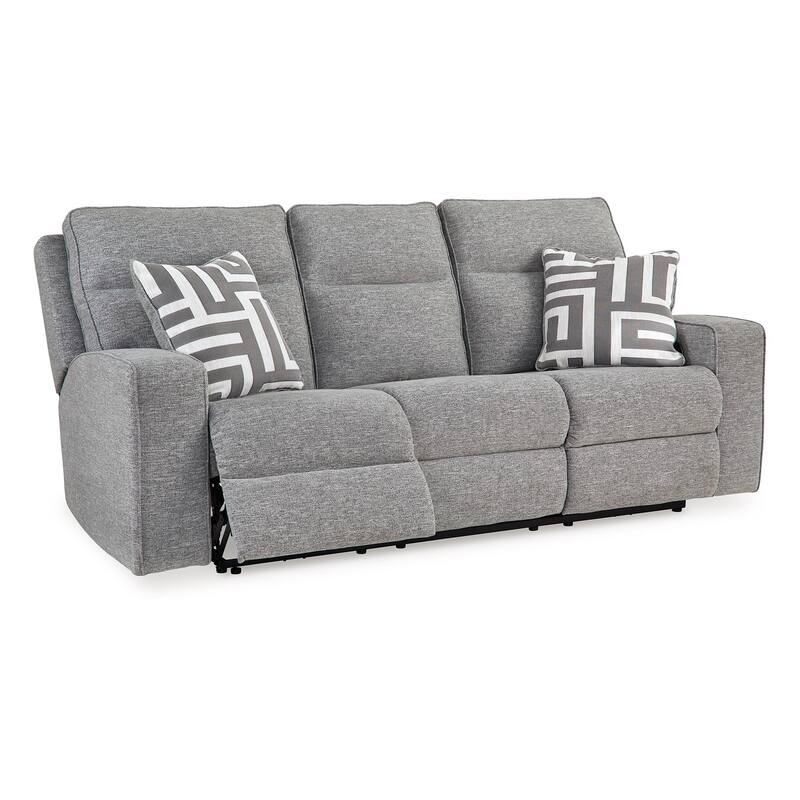 Cloe Power Reclining Sofa, Gray Performance Nuvella, 2 Pillows 88 Inch