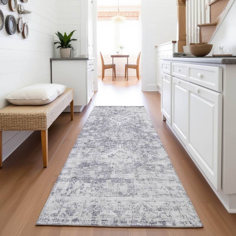 Premium Washable Super Soft Vintage Traditional Mayfield Rug - Plum - 2'3" x 7'6"