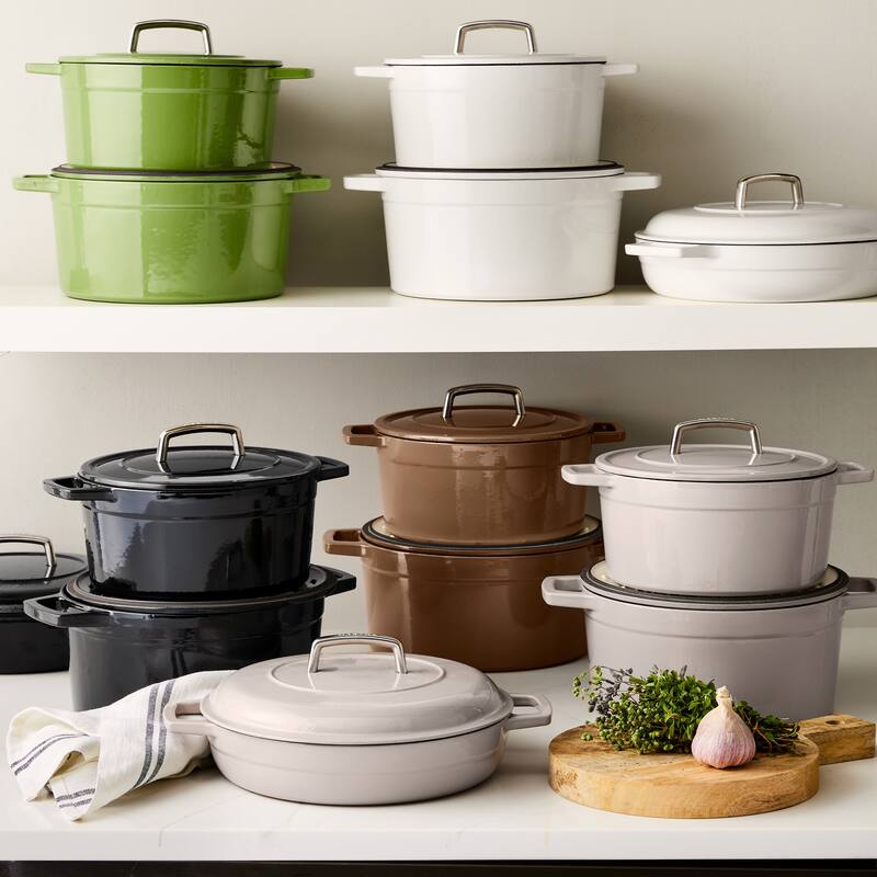 Martha by Martha Stewart 7 QT Enameled Cast Iron Dutch Oven w/Lid - Obsidian