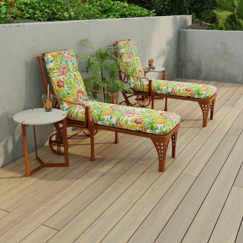74" x 22" Outdoor Chaise Lounge Cushion with Ties and Loop - 74'' L x 22'' W x 5'' H