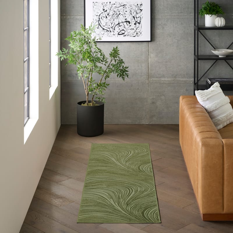DKNY Central Park West Indoor only Abstract Glam Area Rug - 2'2" x 7'6 - Green - Runner