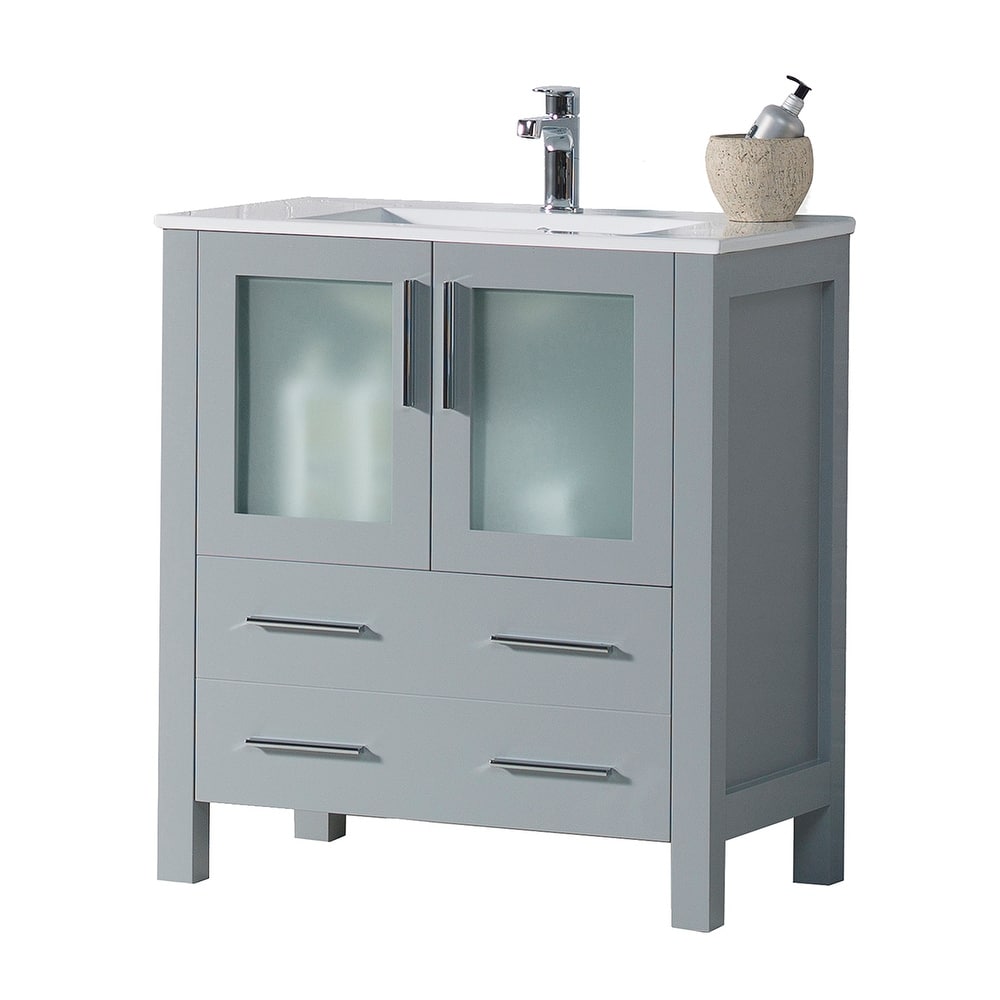Blossom Solid Wood Double Bathroom Vanity w/ Ceramic Sink & Base