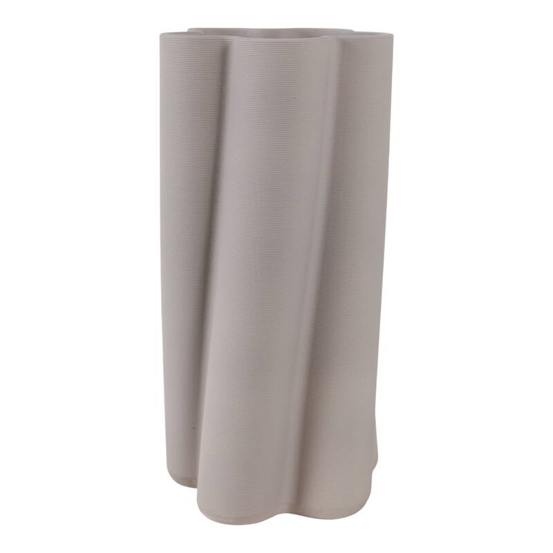 Porcelain Vase Sculptural Vertical Wave Design with Curved Silhouette