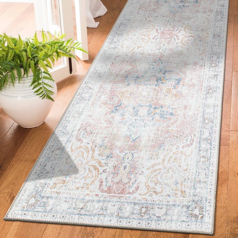 Bohemian Transitional Machine Washable Area Rug - 2' 6" x 10' - Runner