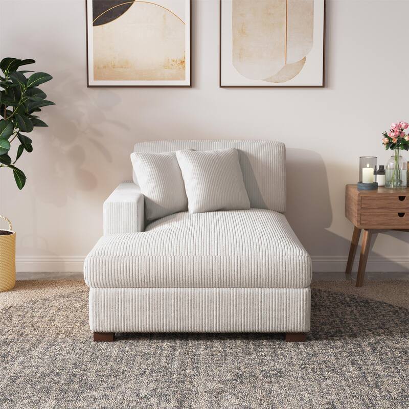 Upholstered Corduroy Modular Sectional Sofa with 2 throw pillows