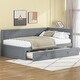 preview thumbnail 3 of 13, Twin Wood Daybed with Trundle, Guardrail, Grey, Vintage Style, No Box Spring Needed