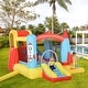 preview thumbnail 1 of 5, Outsunny 4-in-1 Kids Inflatable Bounce House Jumping Castle with 2 Slides, Climbing Wall, Trampoline, & Water Pool Area Kids