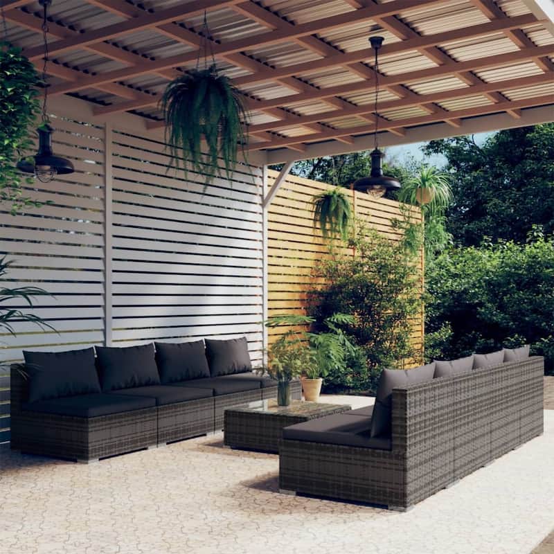 vidaXL Patio Lounge Set Outdoor Sectional Sofa Set Table Garden Poly Rattan