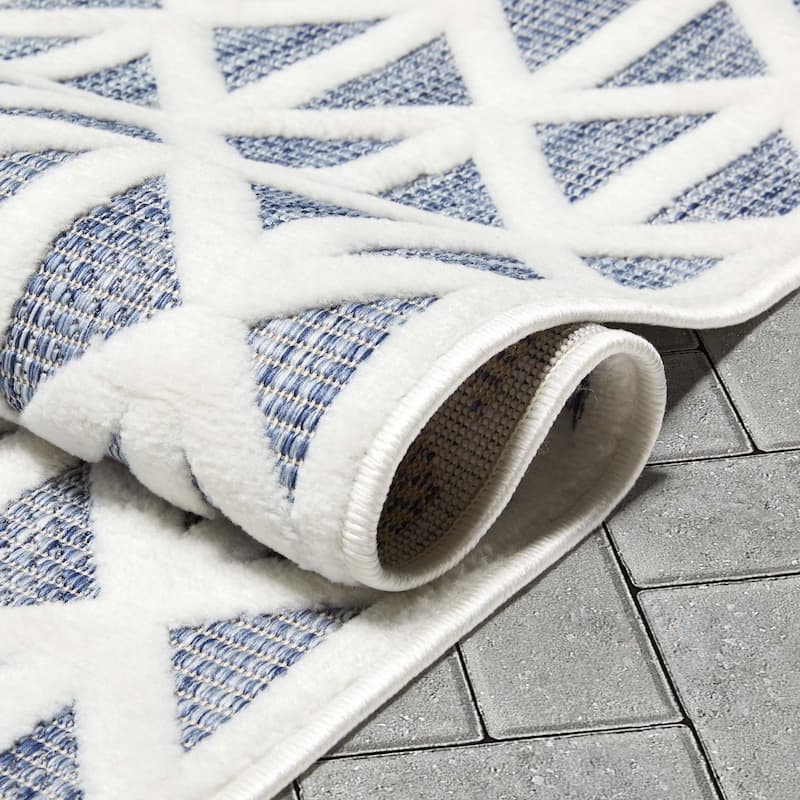 Well Woven Sila Ciel Modern Geometric Indoor Outdoor Area Rug